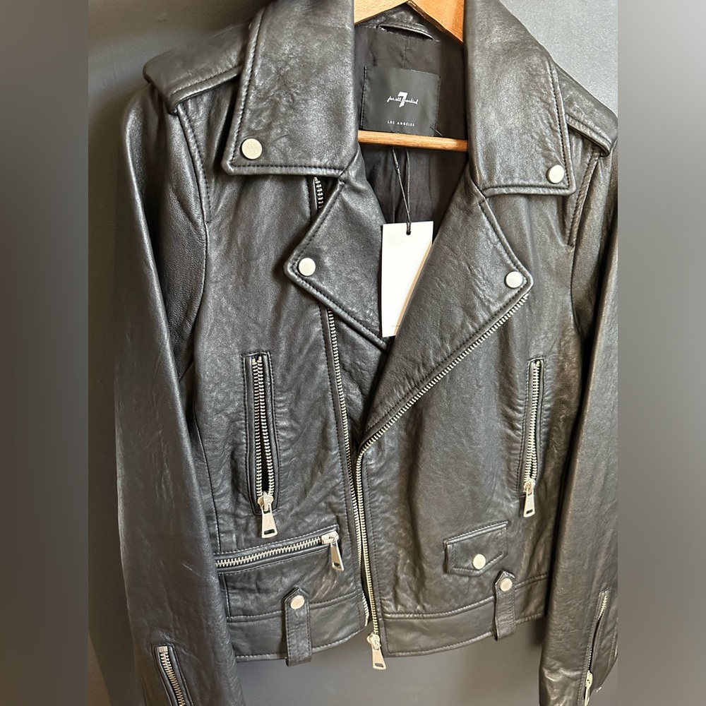 7 FOR ALL MANKIND real leather moto jacket